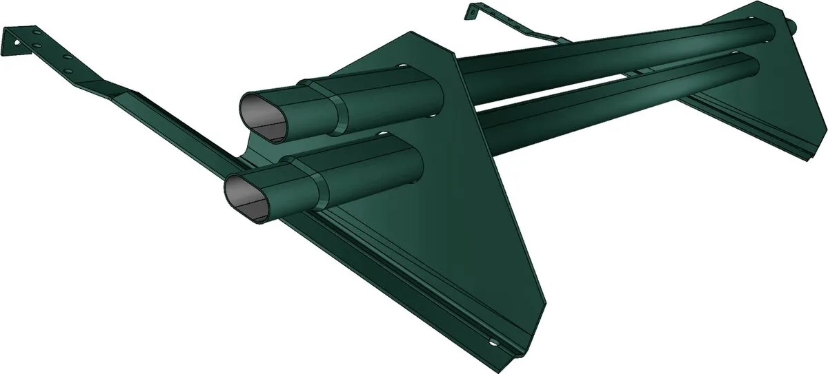 Снегозадержатель трубчатый для керамической/натуральной черепицы RAL 6005 1м (профиль до 74мм) оцинкованный
