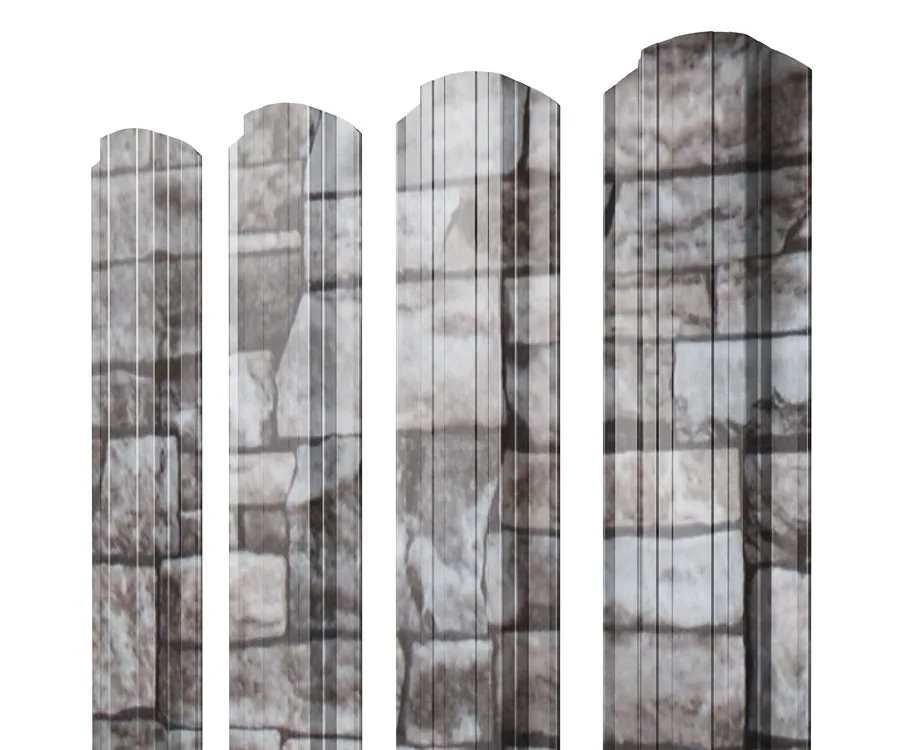 Штакетник Прямоугольный фигурный 0,45 Print Elite Fine Stone TwinColor