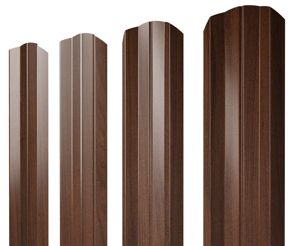 Штакетник М-образный А фигурный 0,45 Print Elite Choco Wood TwinColor