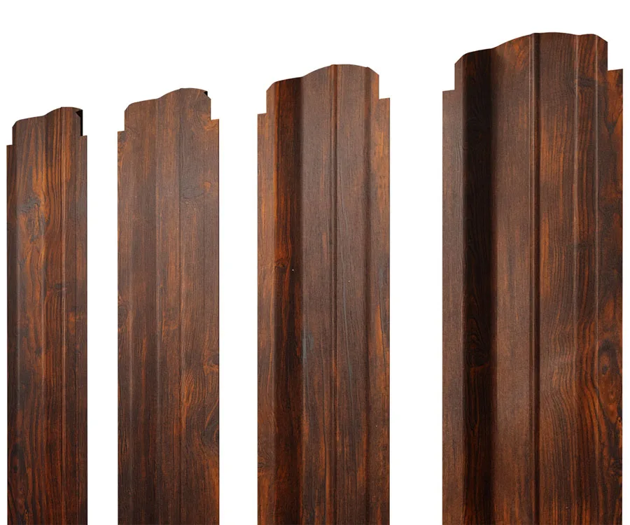 Штакетник П-образный B фигурный 0,45 Print Elite Chestnut Wood TwinColor