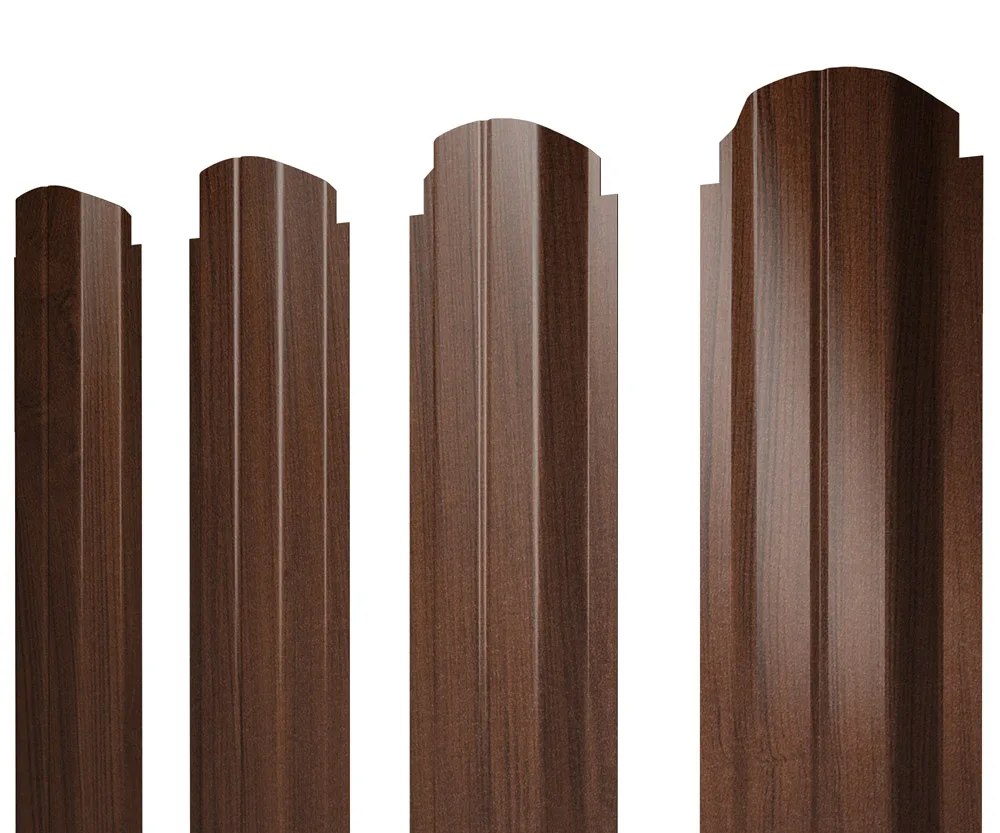 Штакетник П-образный А фигурный 0,45 Print Elite Choco Wood TwinColor