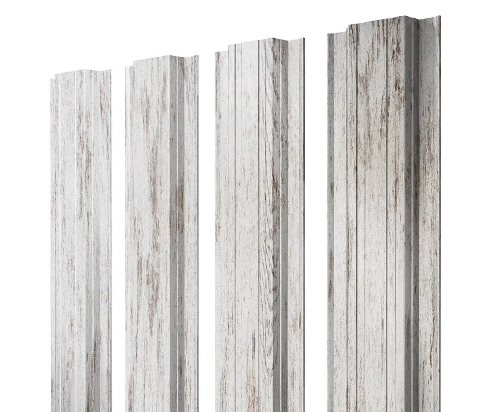 Штакетник Прямоугольный с прямым резом 0,45 Print Elite Snow Wood TwinColor