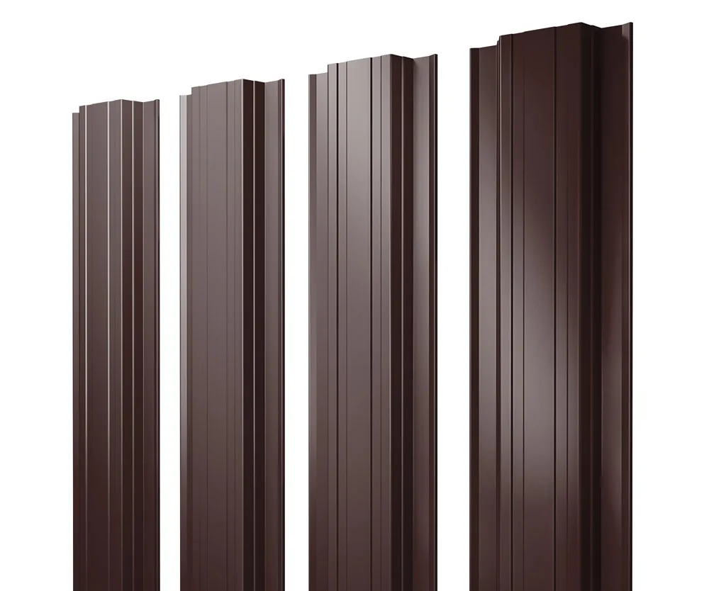 Штакетник Прямоугольный с прямым резом 0,5 GreenCoat Pural BT, matt RR 887 шоколадно-коричневый (RAL 8017 шоколад)