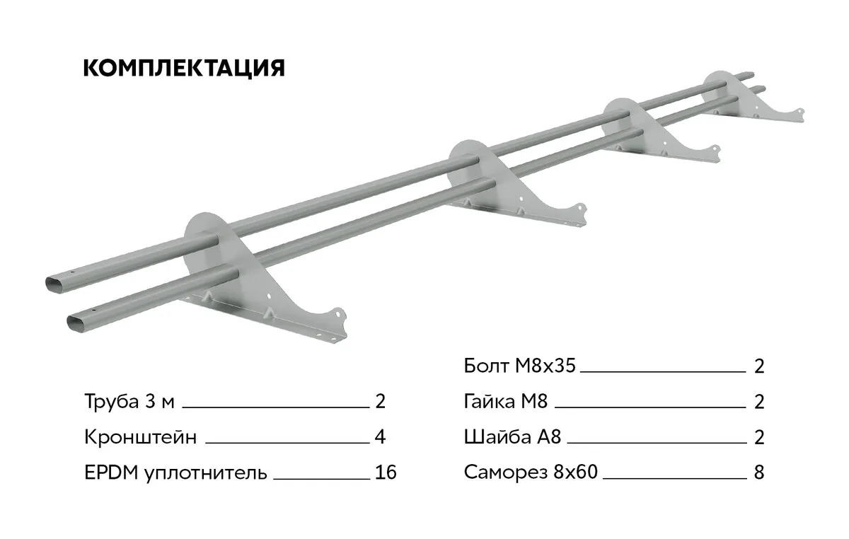 Снегозадержатель трубчатый Snow Kit RAL 9006 3м