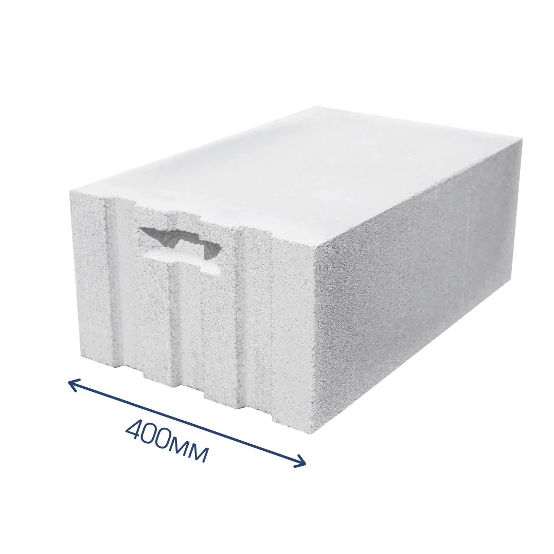 Блок газобетонный с пазом, гребнем и захватом для рук 625x300x250, D500 Пораблок