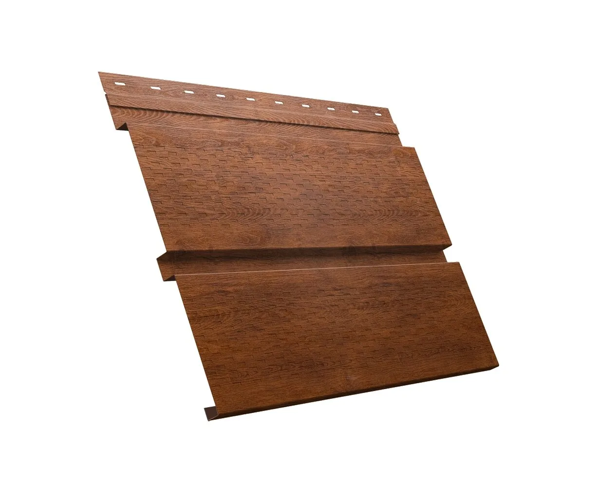 Софит металлический Квадро Брус с перфорацией 0,45 Print Premium с пленкой Golden Wood Fresh TwinColor
