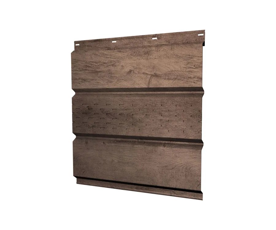 Софит металлический центральная перфорация 0,45 Print Premium с пленкой Almond Wood Fresh
