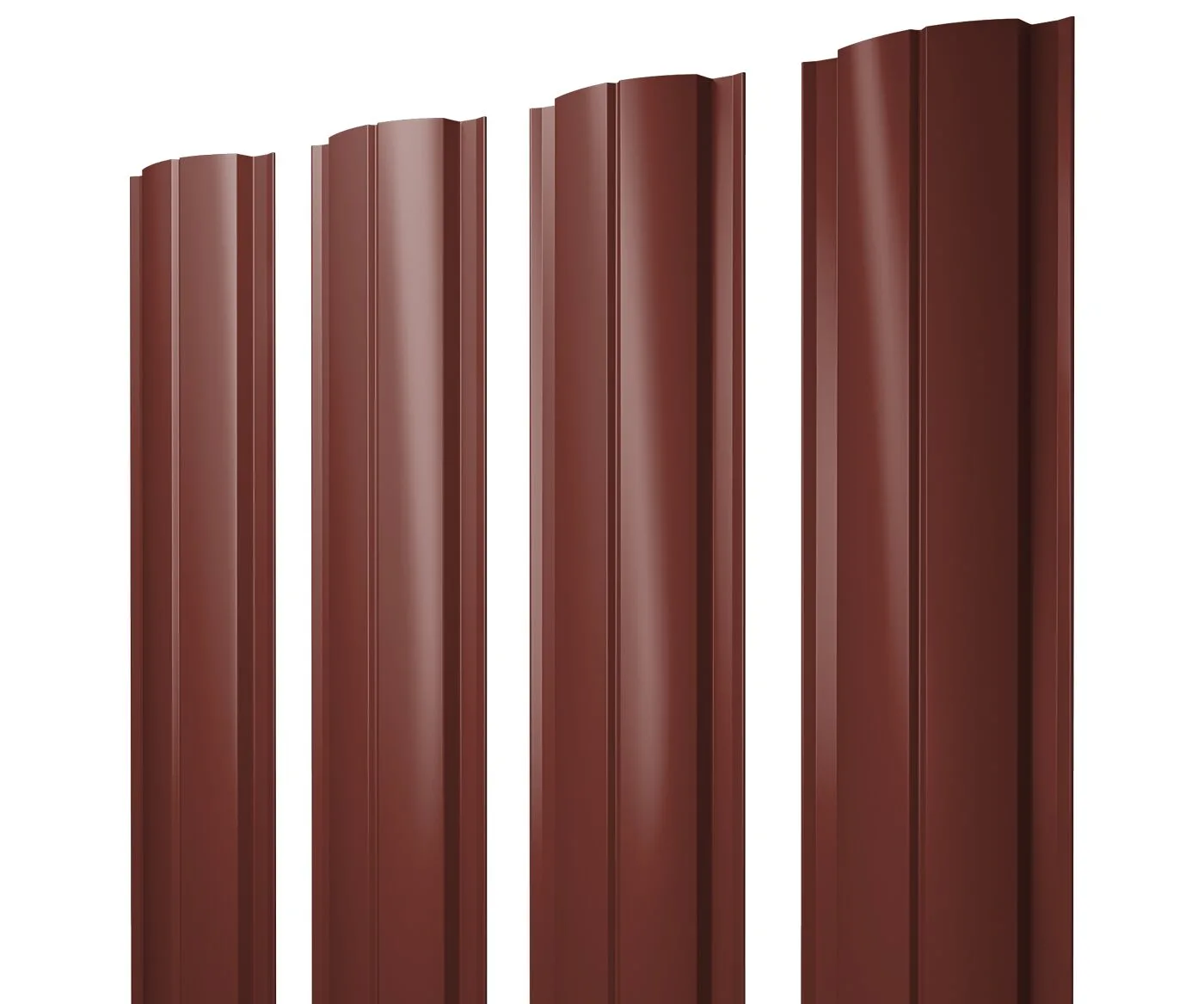 Штакетник Полукруглый Slim с прямым резом 0,5 Satin RAL 3009 оксидно-красный