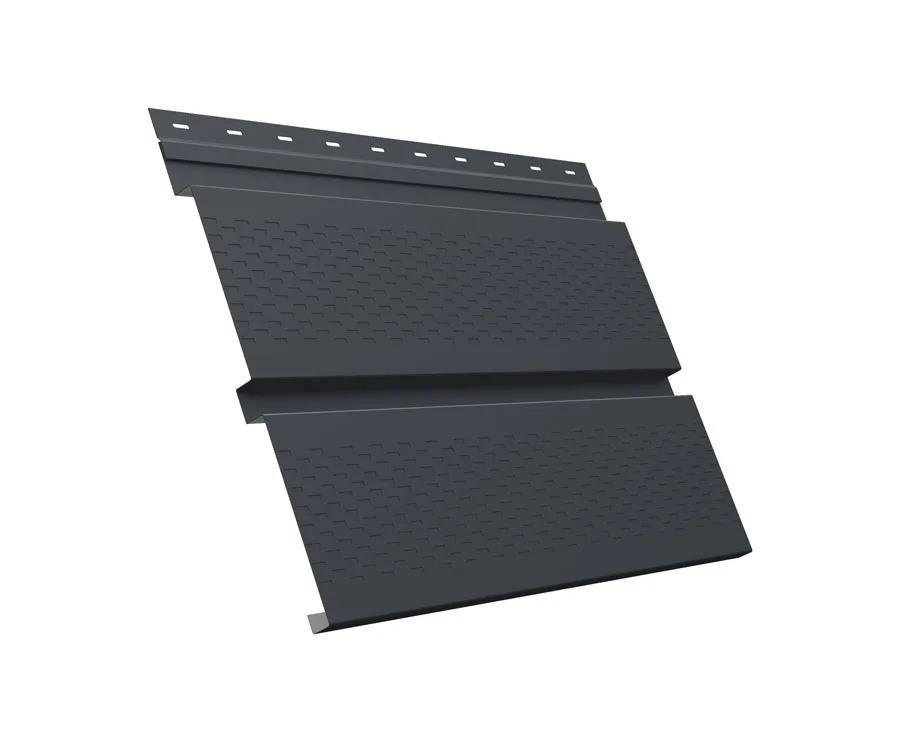 Софит металлический Квадро Брус с перфорацией 0,5 Satin Matt TX с пленкой RAL 7024 мокрый асфальт