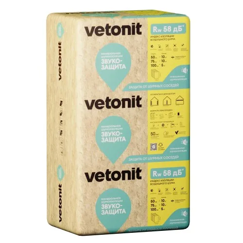 Звукоизоляция Vetonit (ISOVER) ЗвукоЗащита 50х610х1170 мм (20 плит, 14,27 м², 0,714 м³)