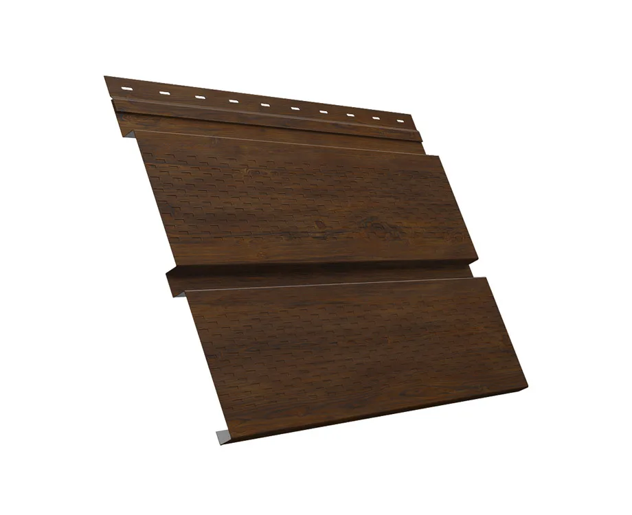 Софит металлический Квадро Брус без перфорации 0,45 Print Elite с пленкой Chestnut Wood