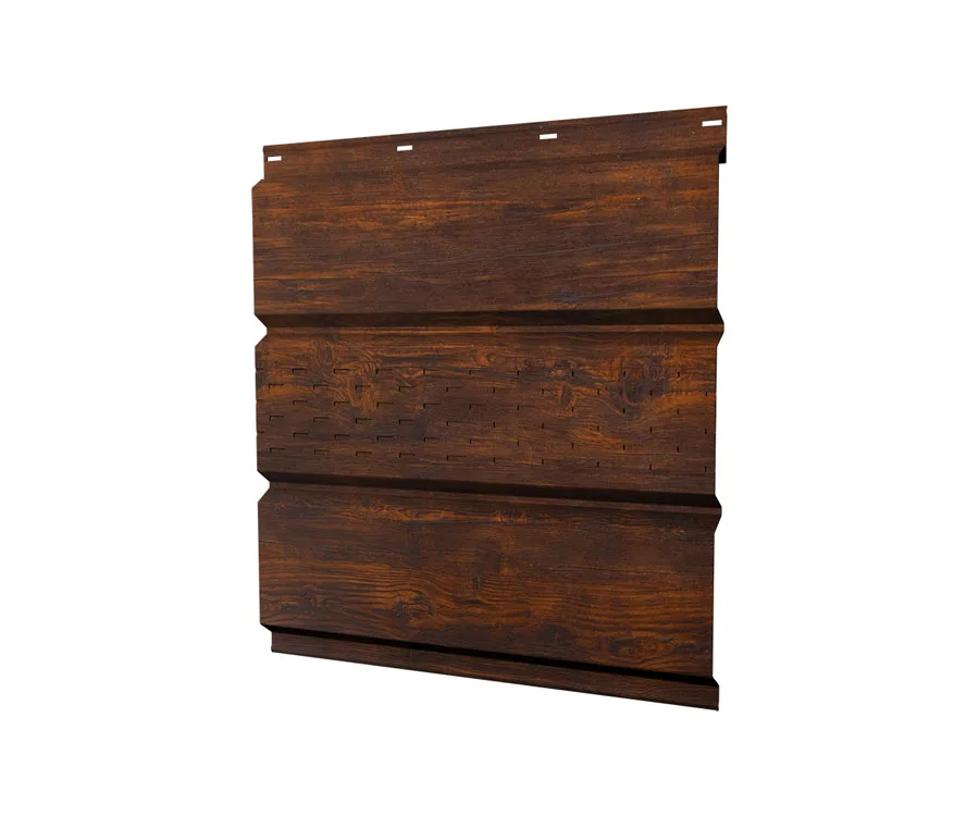 Софит металлический центральная перфорация 0,45 Print Elite с пленкой Chestnut Wood TwinColor