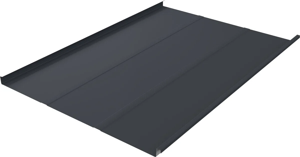 Фальц двойной стоячий Лайн Grand Line 0,5 PurLite матовый с пленкой на замках RAL 7024 мокрый асфальт