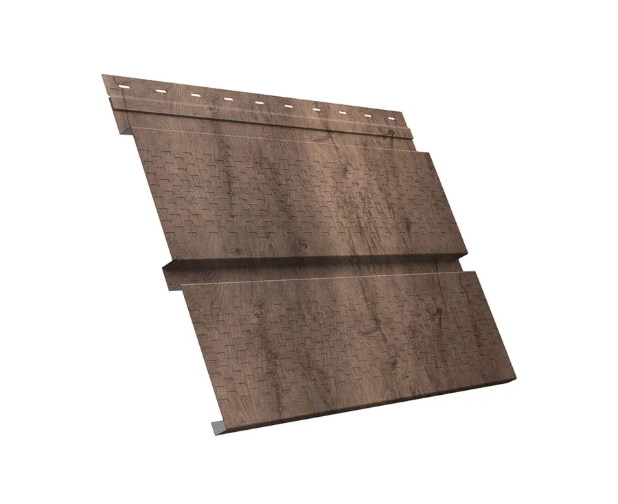 Софит металлический Квадро Брус с перфорацией 0,45 Print Premium с пленкой Almond Wood Fresh