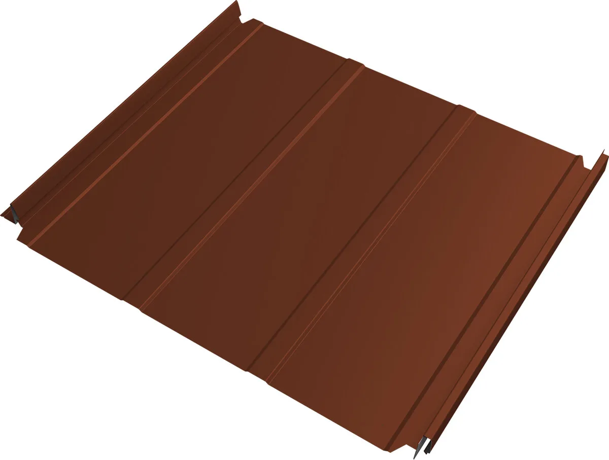 Кликфальц Double Pro Лайн Grand Line 0,45 Drap ТХ с пленкой на замках RAL 8004 терракота