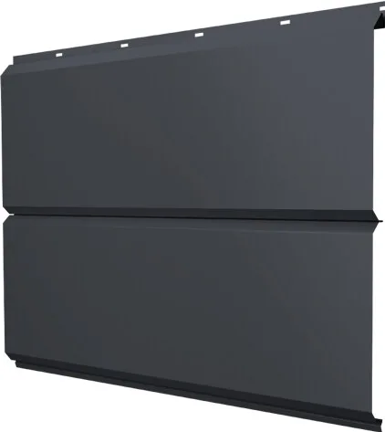 Сайдинг металлический ЭкоБрус новый Grand Line 0,45 Drap ТХ двухсторонний с пленкой RAL 7024 мокрый асфальт
