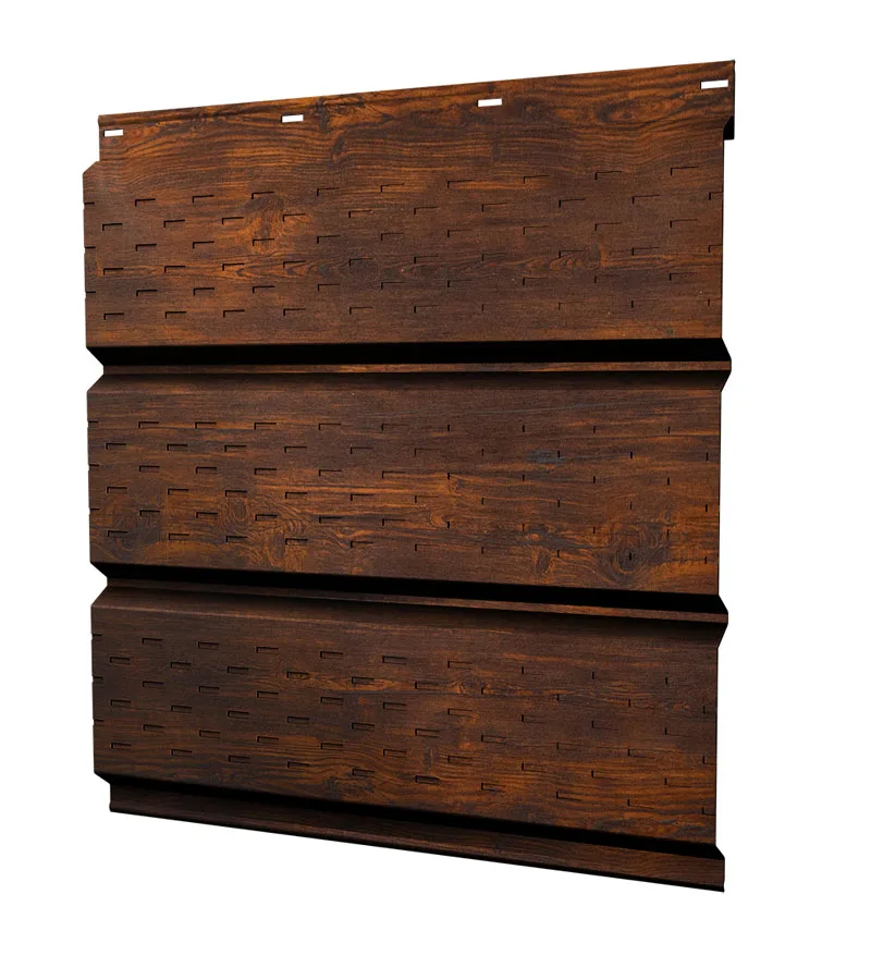 Софит металлический полная перфорация 0,45 Print Elite с пленкой Chestnut Wood