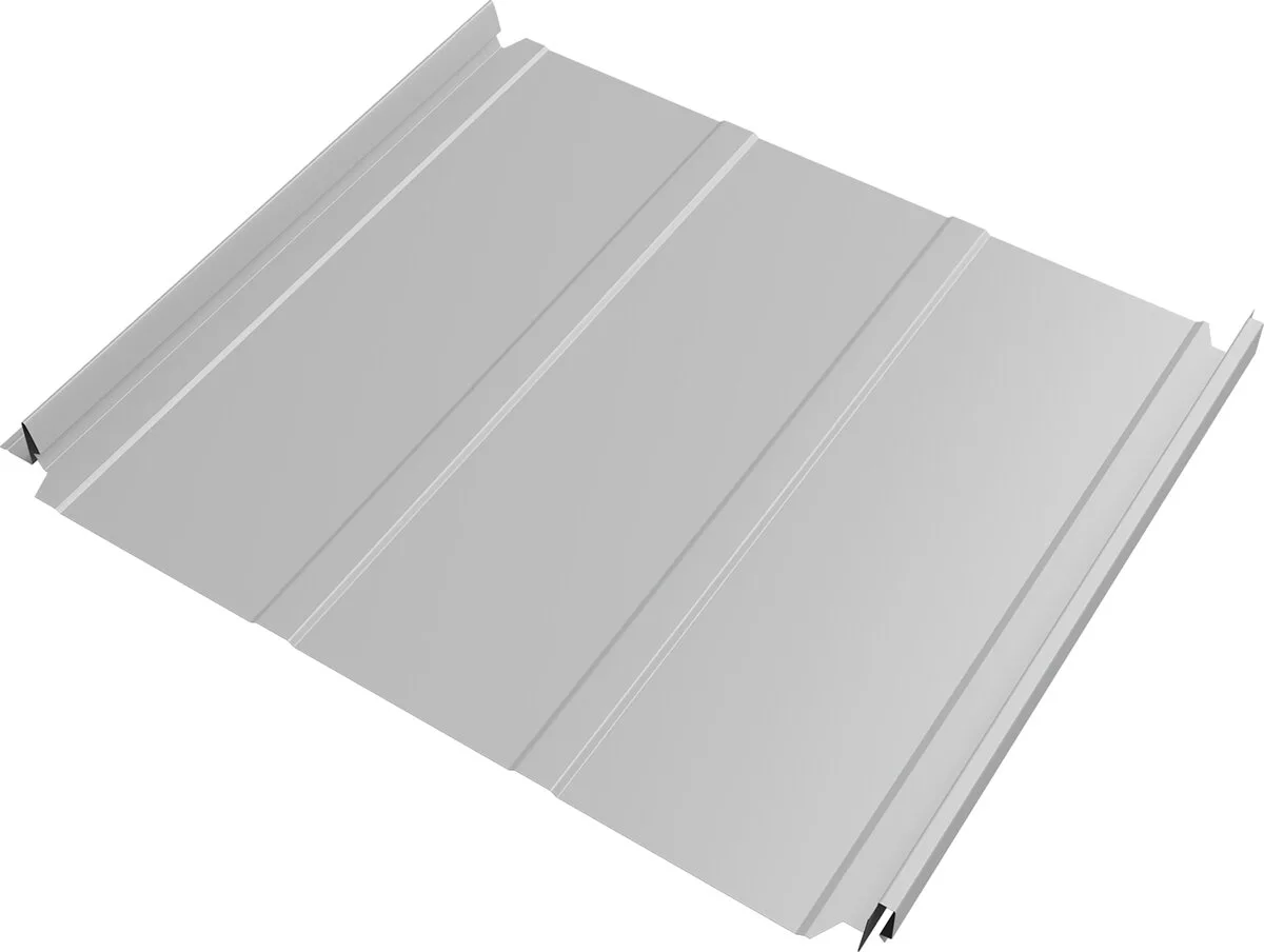 Кликфальц Double Pro Лайн Grand Line 0,45 Drap ТХ с пленкой на замках RAL 7047 телегрей 4
