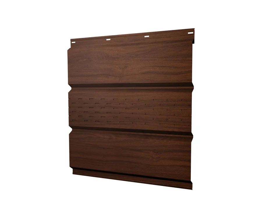 Софит металлический центральная перфорация 0,45 Print Elite с пленкой Choco Wood TwinColor