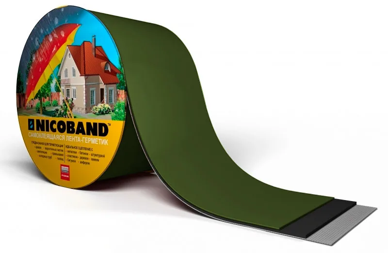 Герметизирующая лента NICOBAND самоклеящаяся зеленая 3мх5см