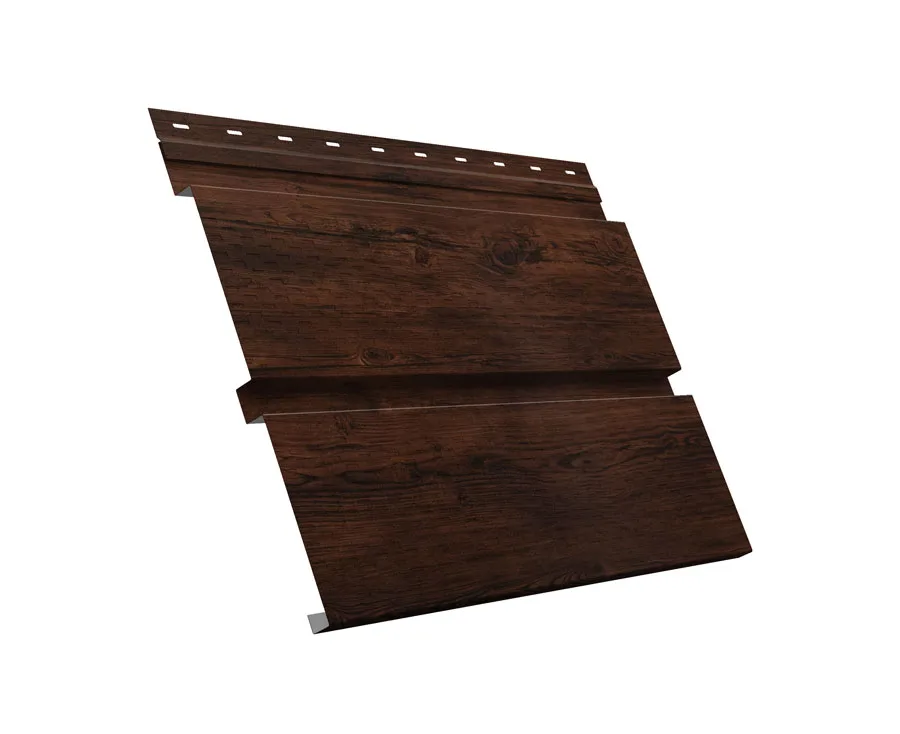 Софит металлический Квадро Брус с перфорацией 0,45 Print Elite с пленкой Chestnut Wood TwinColor