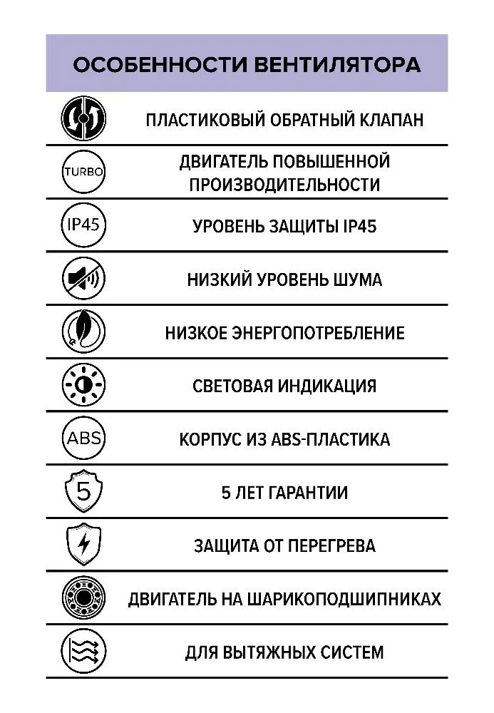 Вентилятор вытяжной  AEON 5C TURBO D125 обратный клапан  DICITI