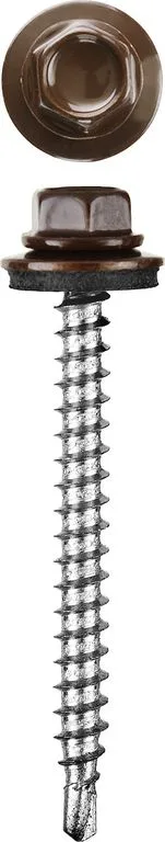 Саморез кровельный, металл-дерево, сверло 4,8х35 RAL 8017