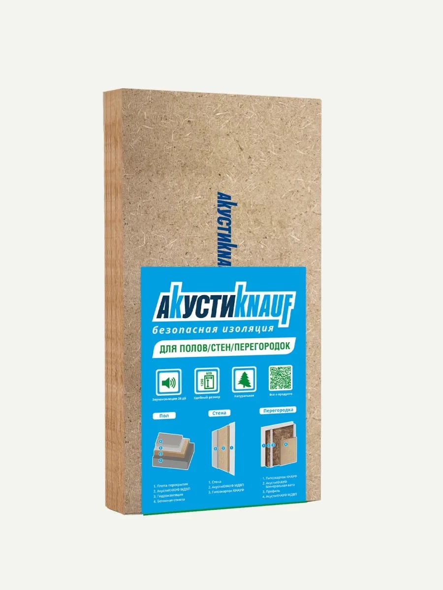 Древесная изоляция АкустиKNAUF 12х600х1250 мм / 6 м2 / 8 плит