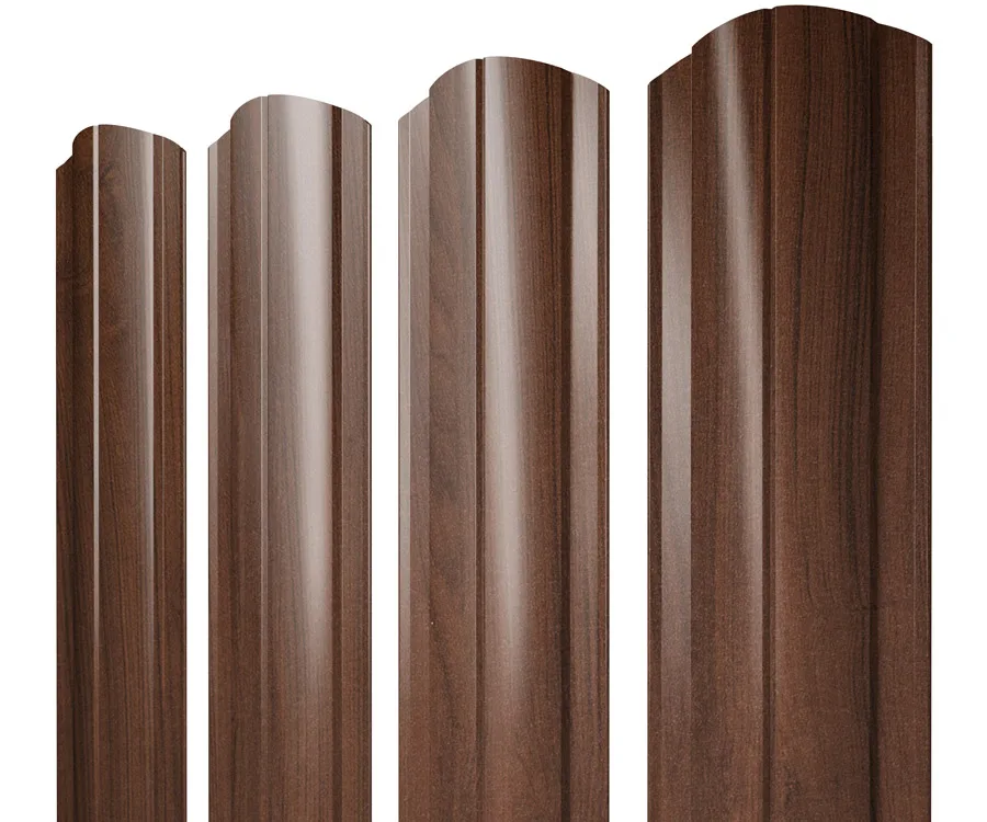 Штакетник Круглый фигурный 0,45 Print Elite Choco Wood TwinColor