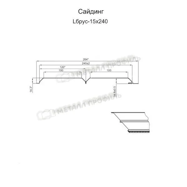 Сайдинг L-брус-15х240, ECOSTEEL_МАД-01-Мореный Дуб-0.5