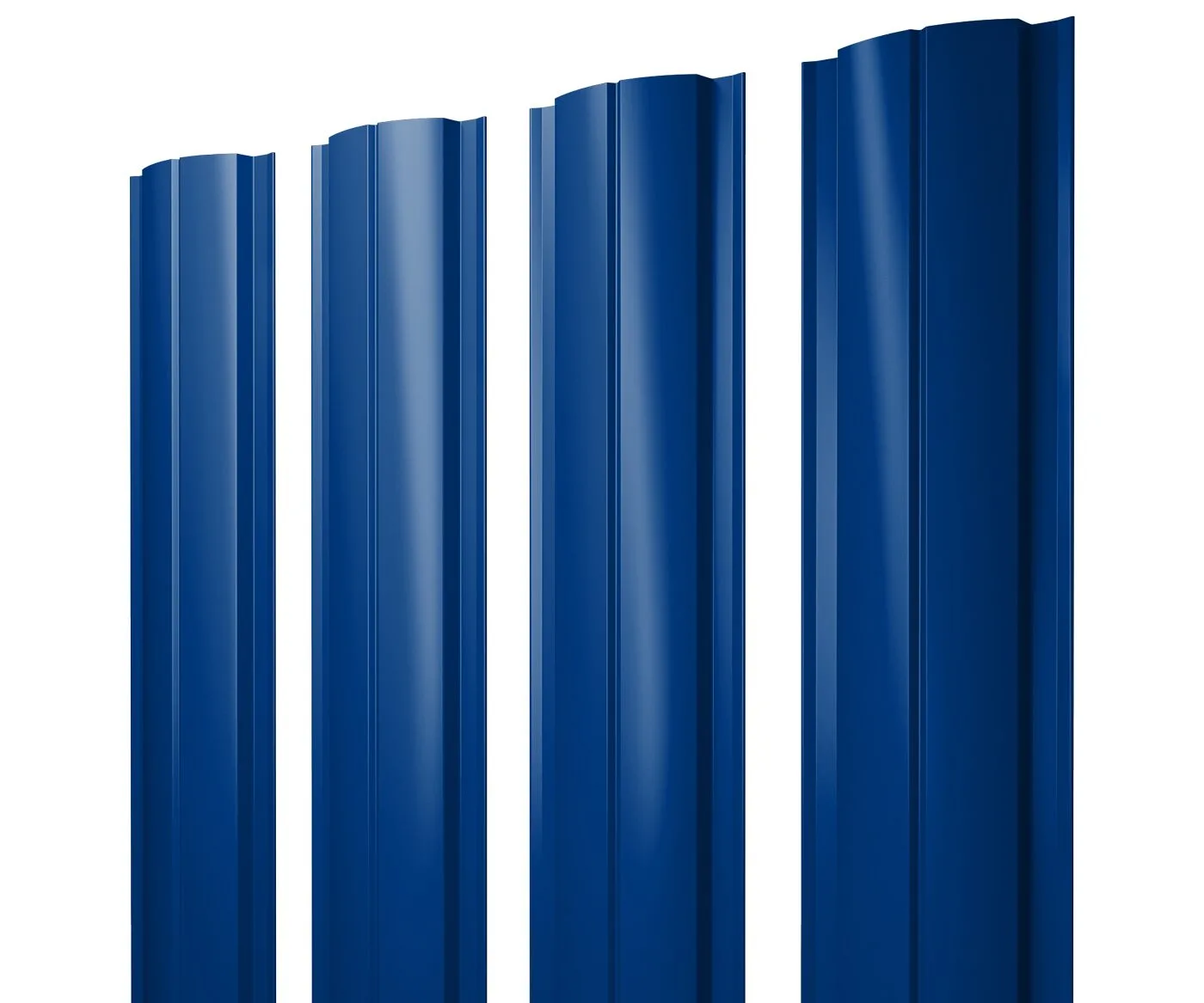 Штакетник Полукруглый Слим с прямым резом Grand Line 0,45 ПЭ RAL 5002 ультрамариново-синий