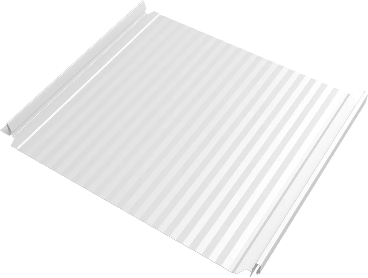 Кликфальц Double Pro Гофр Grand Line 0,45 Drap ТХ с пленкой на замках RAL 9003 сигнальный белый
