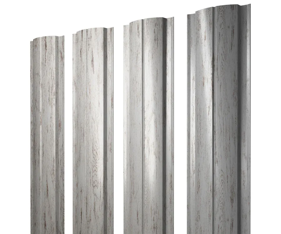 Штакетник Полукруглый Slim с прямым резом 0,45 Print Elite Snow Wood TwinColor