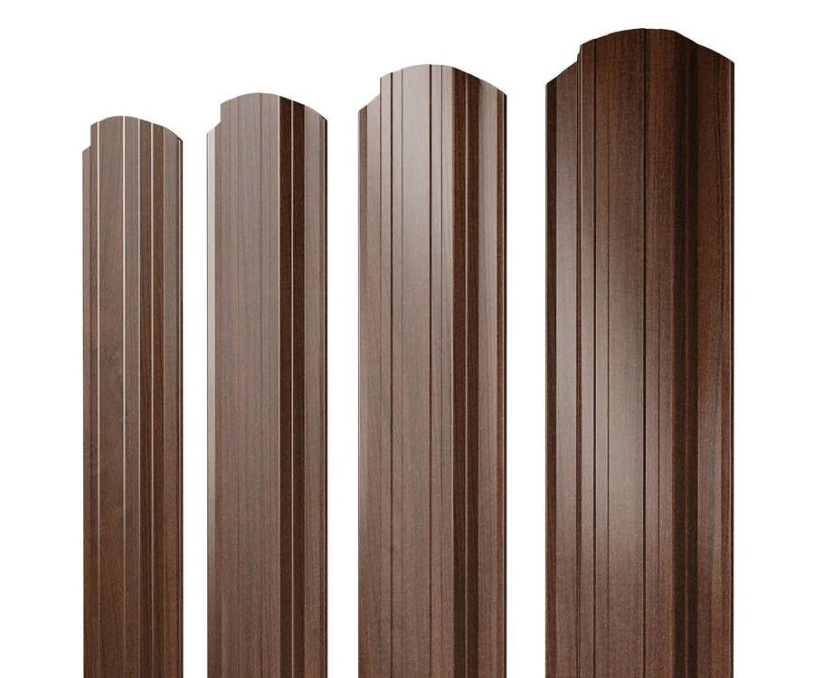 Штакетник Прямоугольный фигурный 0,45 Print Elite Choco Wood TwinColor