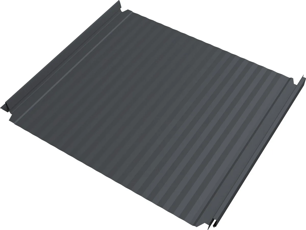 Кликфальц Double Pro Гофр Grand Line 0,45 Drap двухсторонний с пленкой на замках RAL 7024 мокрый асфальт