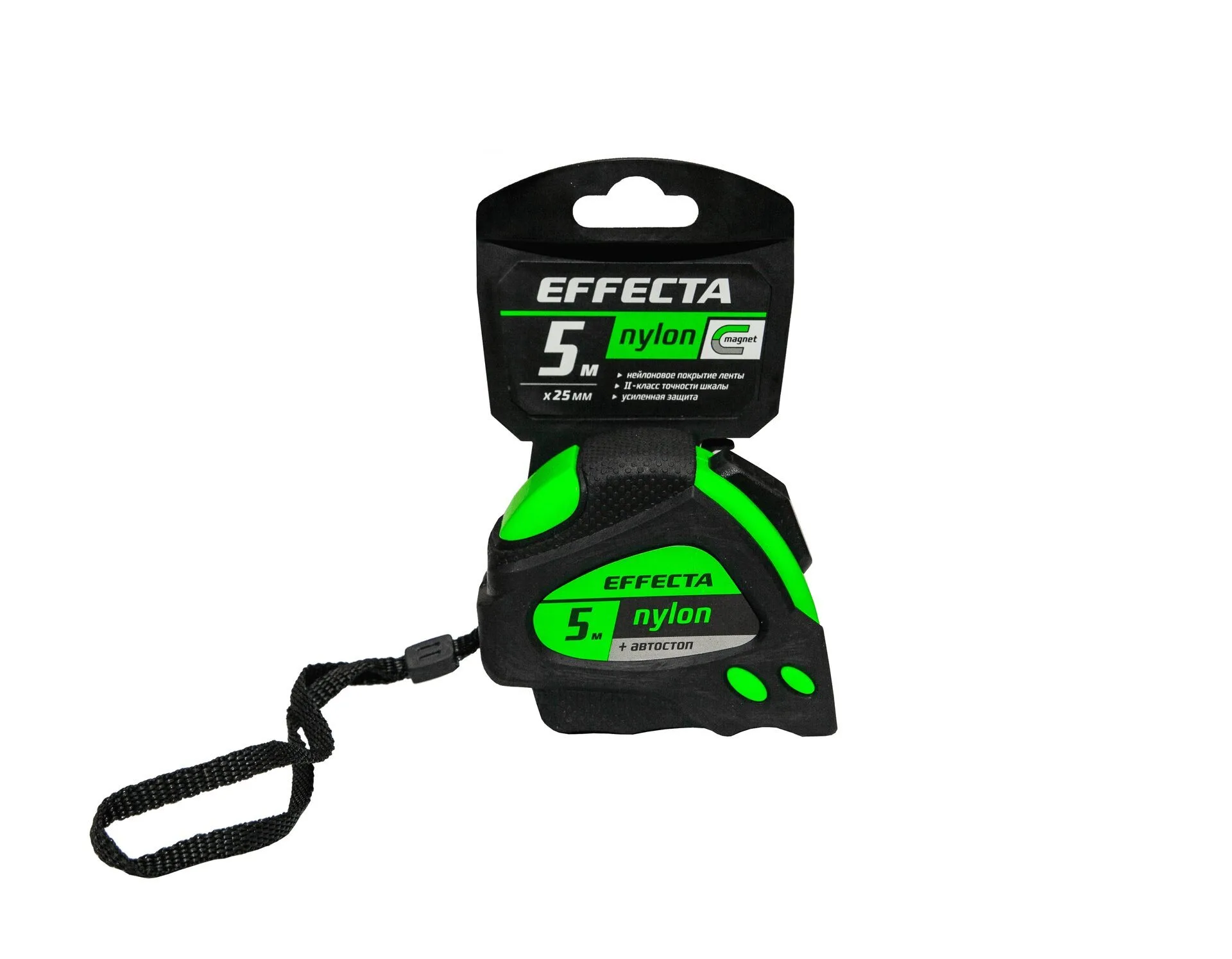 Рулетка 5м с магнитом, 2 фиксатора Effecta Nylon (580525)