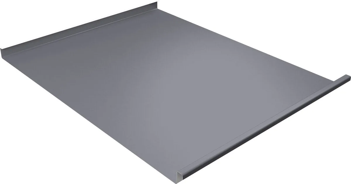 Фальц двойной стоячий Grand Line 0,45 Drap с пленкой на замках RAL 7004 сигнальный серый