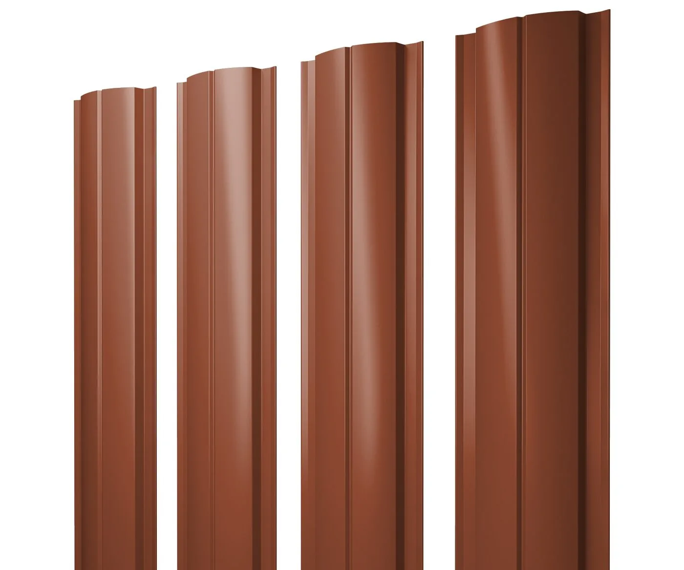 Штакетник Полукруглый Slim с прямым резом 0,5 Satin Matt RAL 8004 терракота