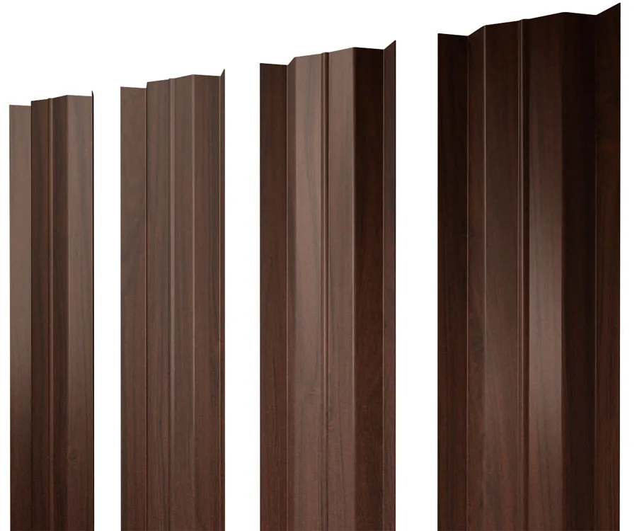 Штакетник М-образный В с прямым резом 0,45 Print Elite Choco Wood TwinColor