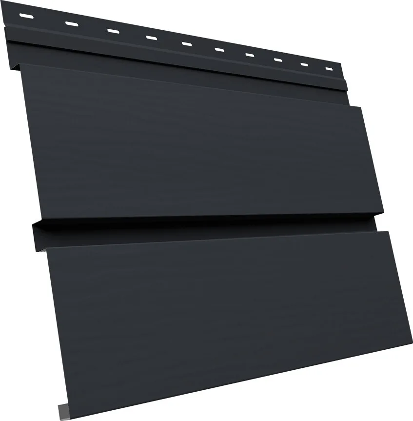 Сайдинг металлический Квадро Брус 3D в01 Grand Line 0,5 GreenCoat Pural БТ матовый с пленкой RR 23 темно-серый (RAL 7024 мокрый асфальт)