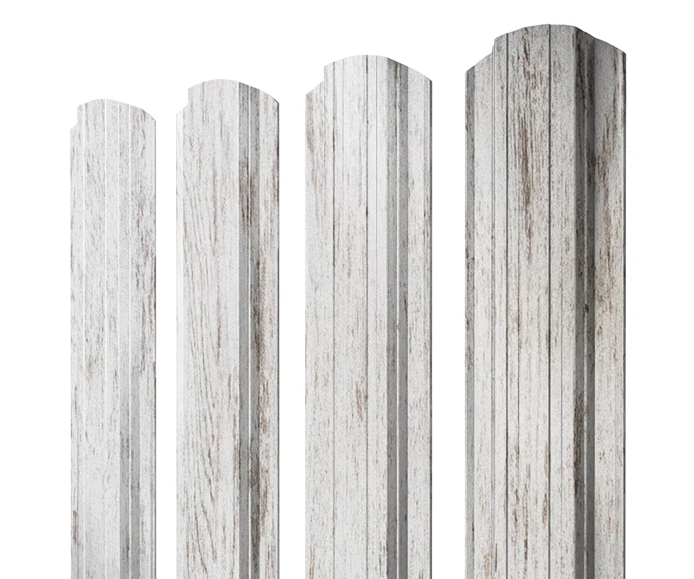 Штакетник Прямоугольный фигурный 0,45 Print Elite Snow Wood TwinColor