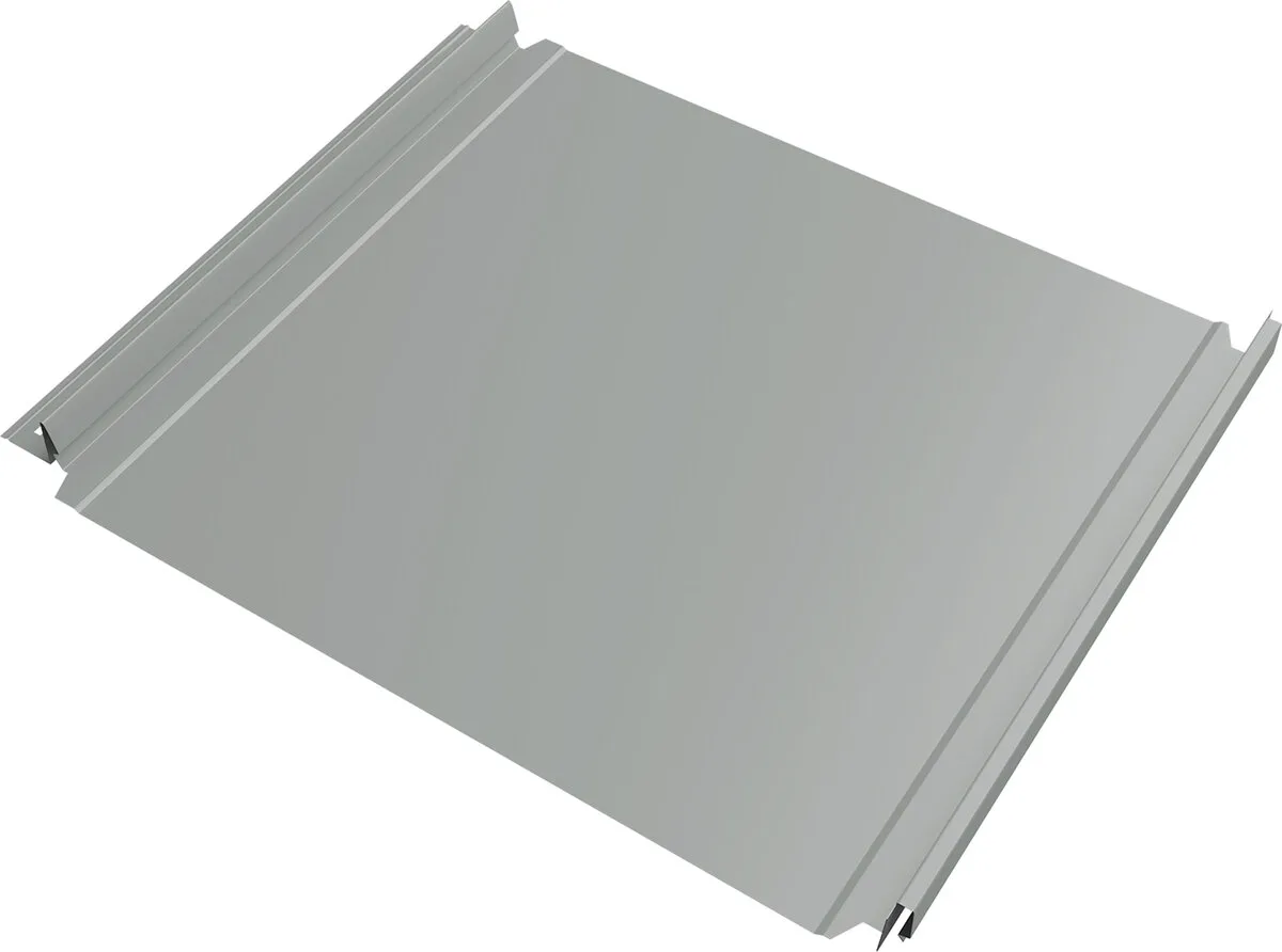Кликфальц Double Pro Grand Line 0,45 ПЭ с пленкой на замках RAL 9006 бело-алюминиевый