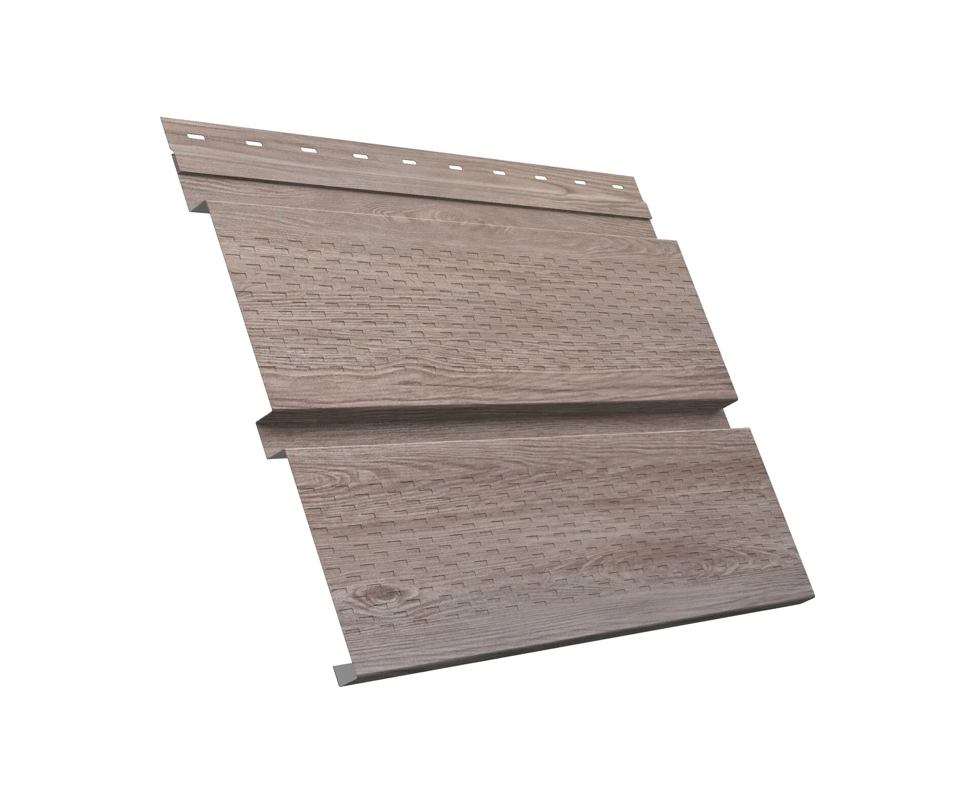 Софит металлический Квадро Брус с перфорацией 0,45 Print Elite с пленкой White Wood TwinColor