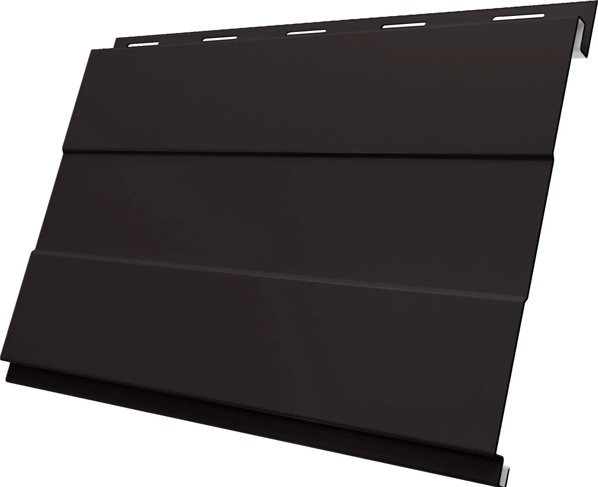 Сайдинг металлический Вертикаль проф Grand Line 0,5 GreenCoat Pural БТ матовый с пленкой RR 32 темно-коричневый (RAL 8019 серо-коричневый)