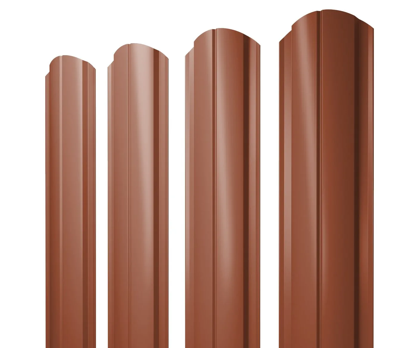 Штакетник Полукруглый Slim фигурный 0,5 Satin Matt RAL 8004 терракота