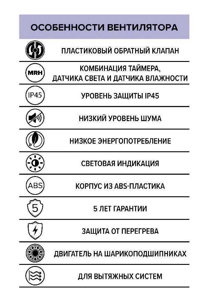 Вентилятор вытяжной AEON 5C MRH D125 обратный клапан  DICITI