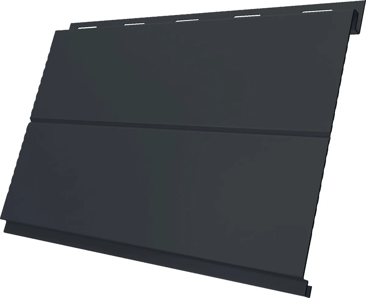 Сайдинг металлический Вертикаль лайн Grand Line 0,5 Полидэкстер TwinColor с пленкой RAL 7024 мокрый асфальт