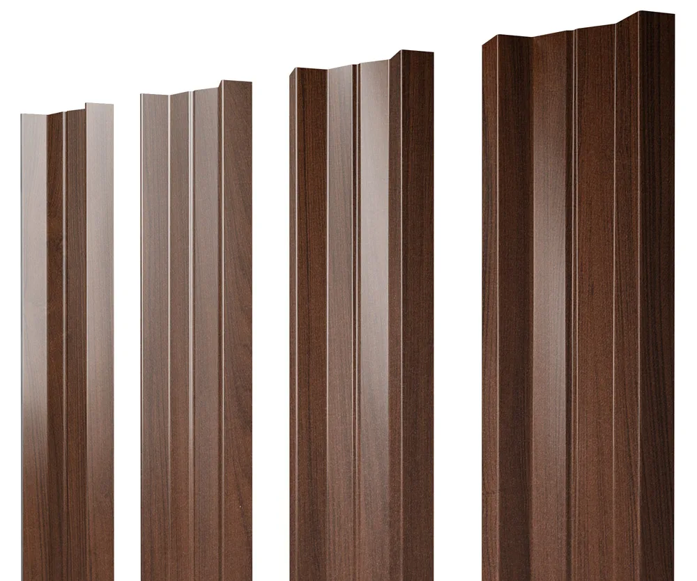 Штакетник М-образный А с прямым резом 0,45 Print Elite Choco Wood TwinColor