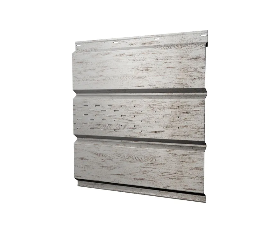 Софит металлический центральная перфорация 0,45 Print Elite с пленкой Snow Wood TwinColor