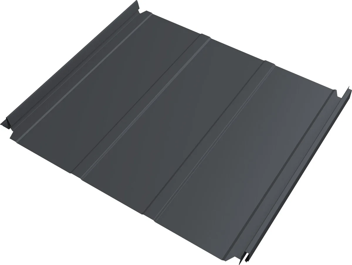 Кликфальц Double Pro Лайн Grand Line 0,45 Drap ТХ двухсторонний с пленкой на замках RAL 7024 мокрый асфальт